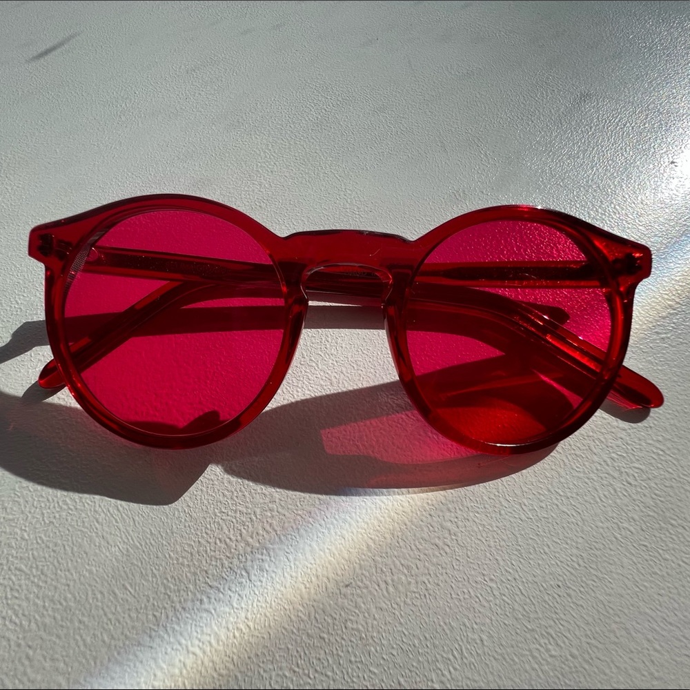 Cherry Red Round Sunnies by Selima Optique